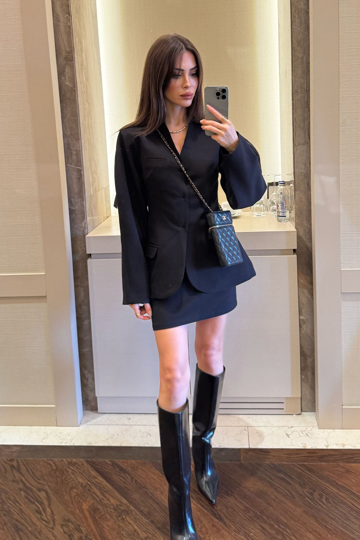 Kadın Blazer Etekli Takım Siyah