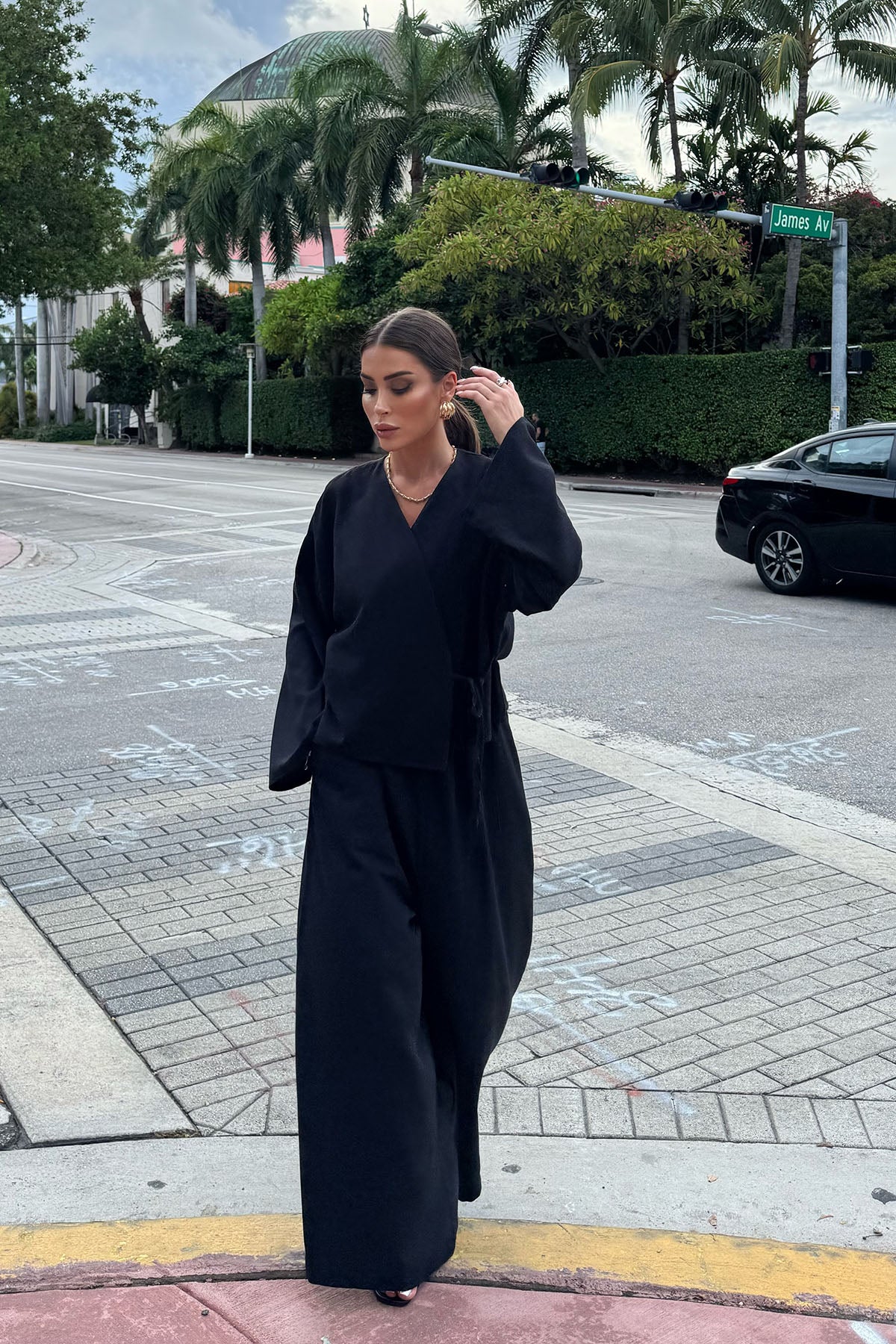 Kadın Organik Pamuk Bol Kesimli Pantolon Siyah