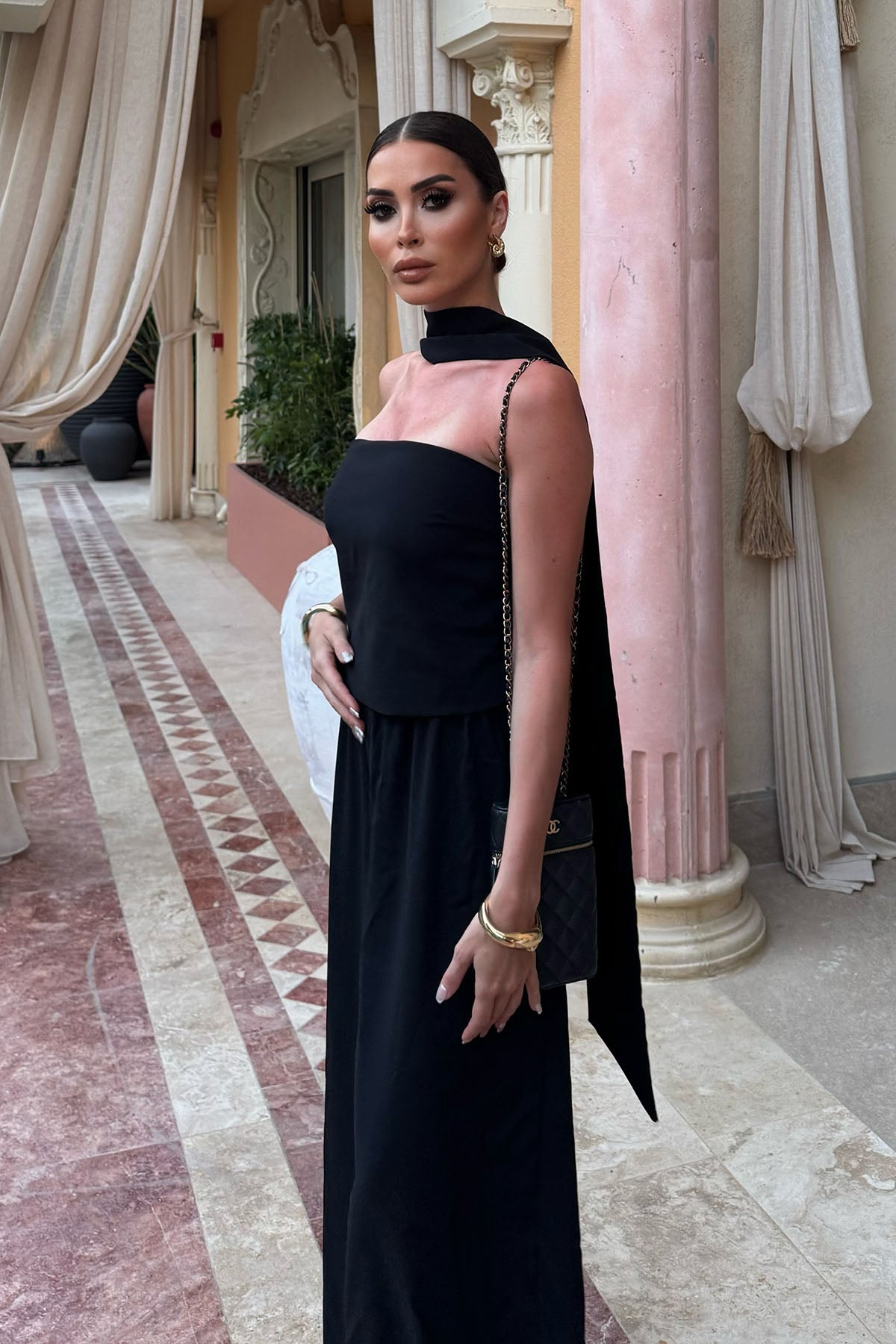 Kadın Straplez Pantolonlu Takım Siyah