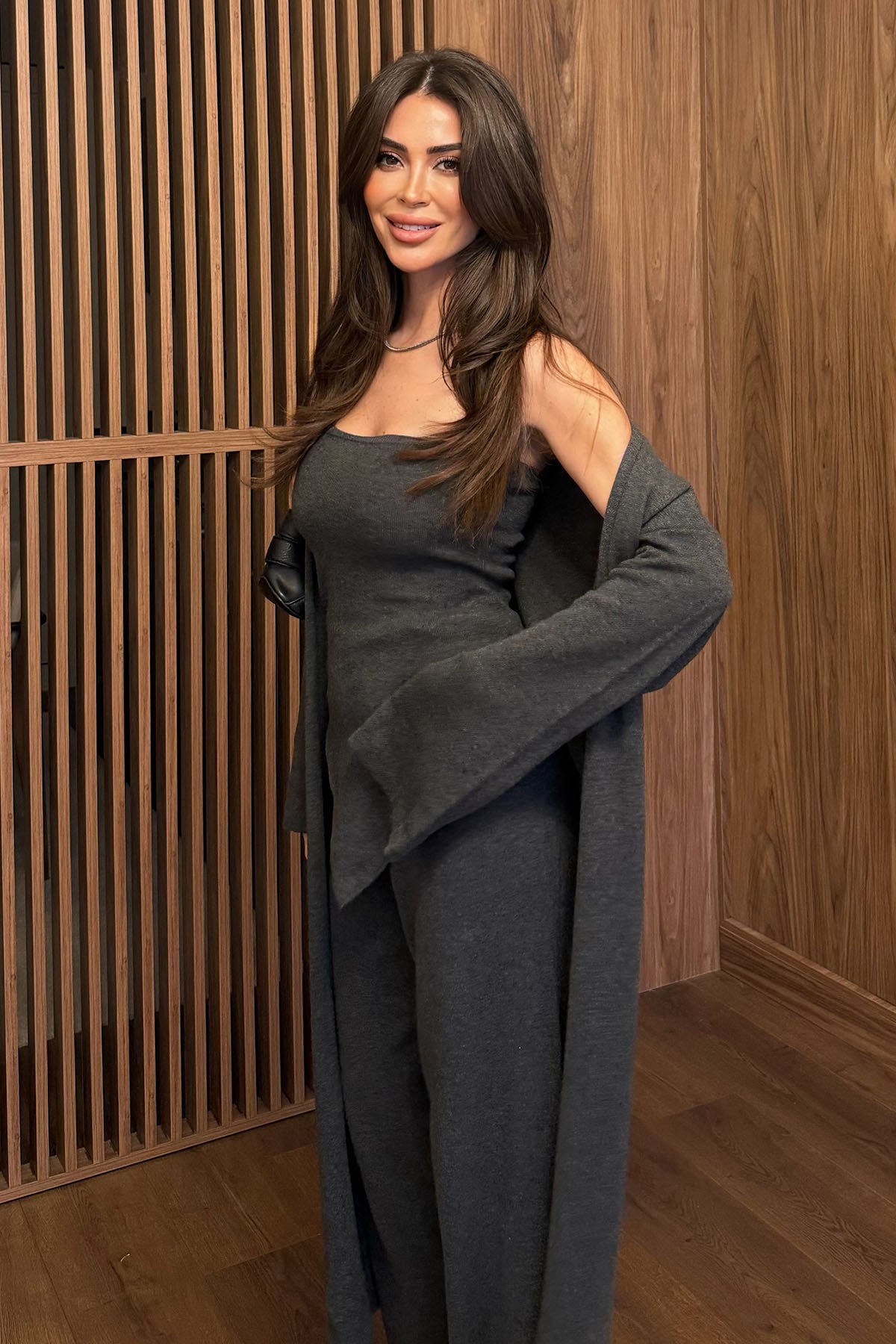 Kadın 3'lü Triko Takım Antrasit