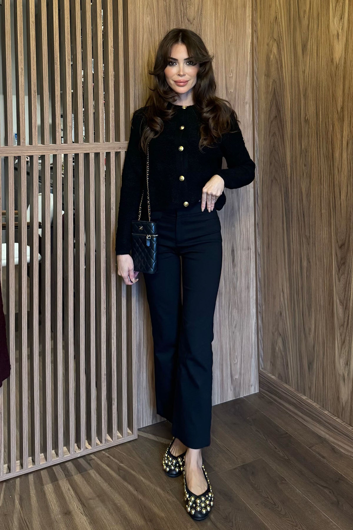 Kadın Yünlü Triko Hırka Siyah