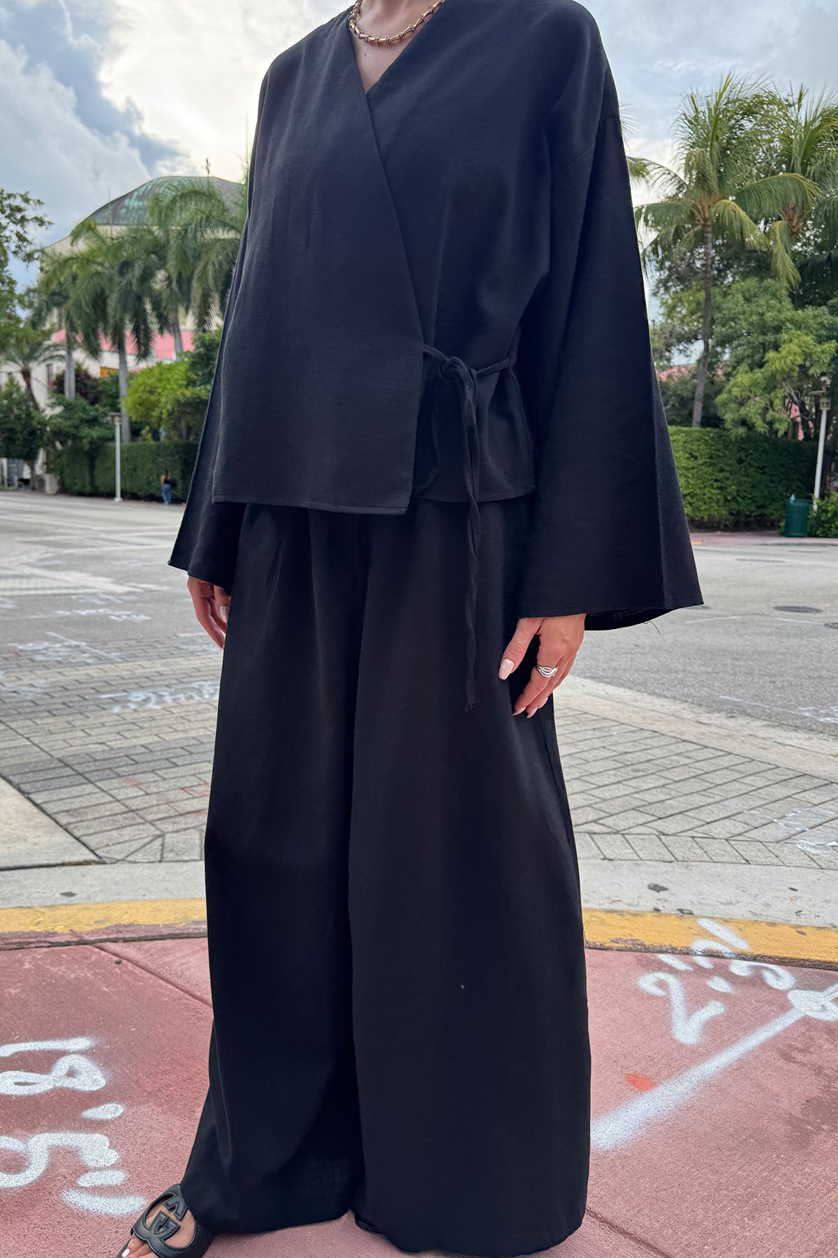 Kadın Organik Pamuk Bol Kesimli Pantolon Siyah