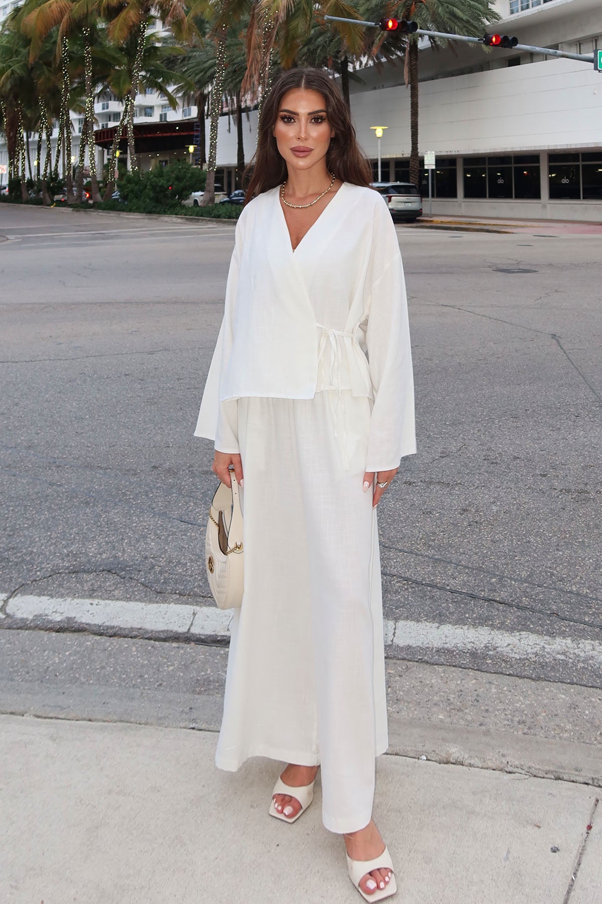 Kadın Organik Pamuk Bol Kesimli Pantolon Ekru