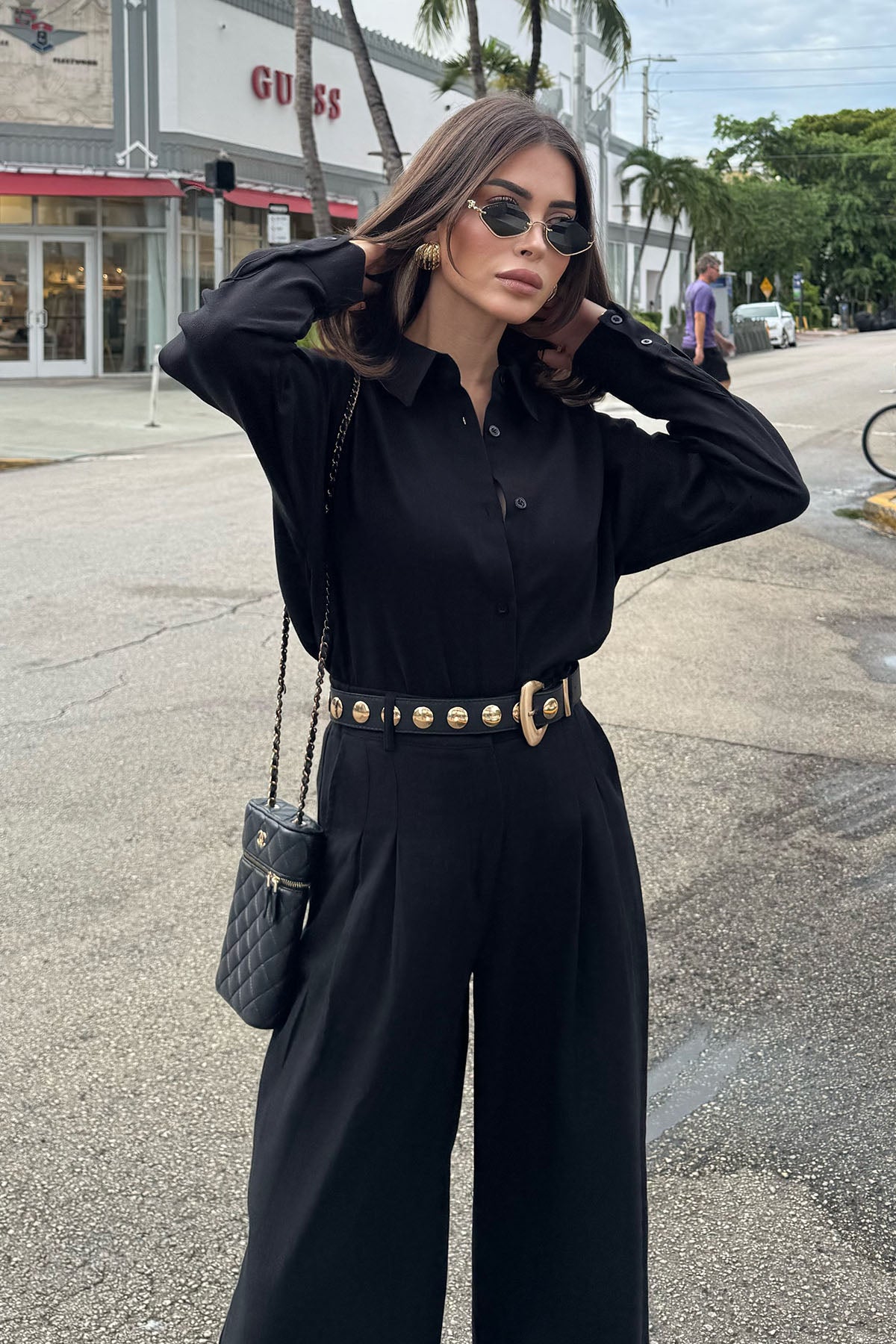 Kadın Organik Pamuk Oversize Kısa Gömlek Siyah