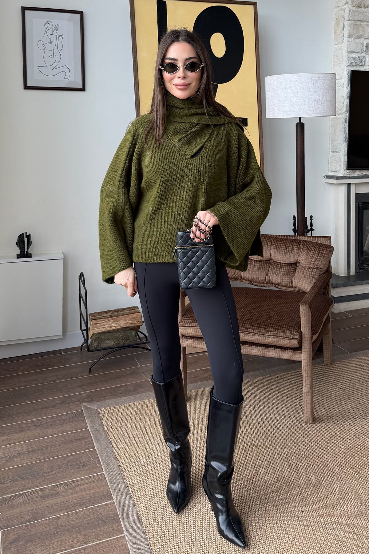 Kadın Atkılı Kazak Haki