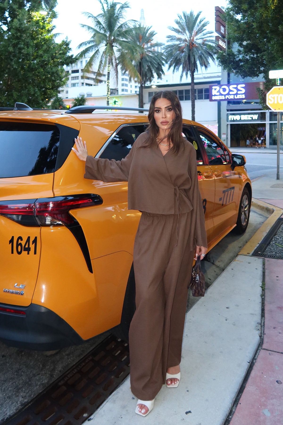 Kadın Organik Pamuk Kısa Kimono Kahve