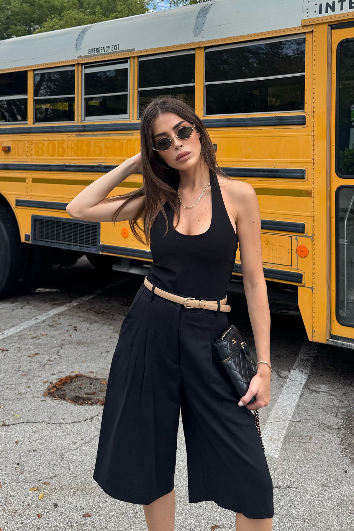 Kadın Organik Pamuk Bermuda Şort Siyah