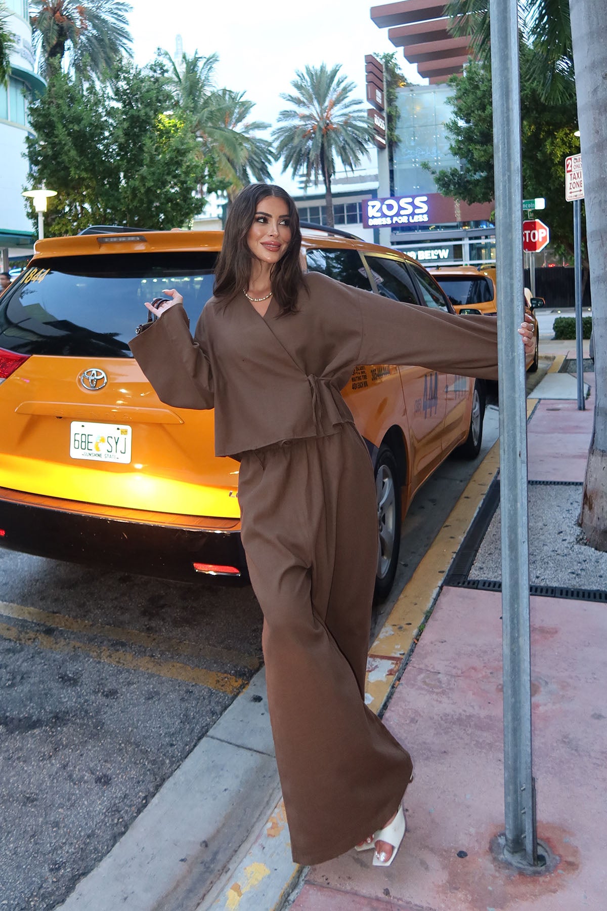 Kadın Organik Pamuk Kısa Kimono Kahve