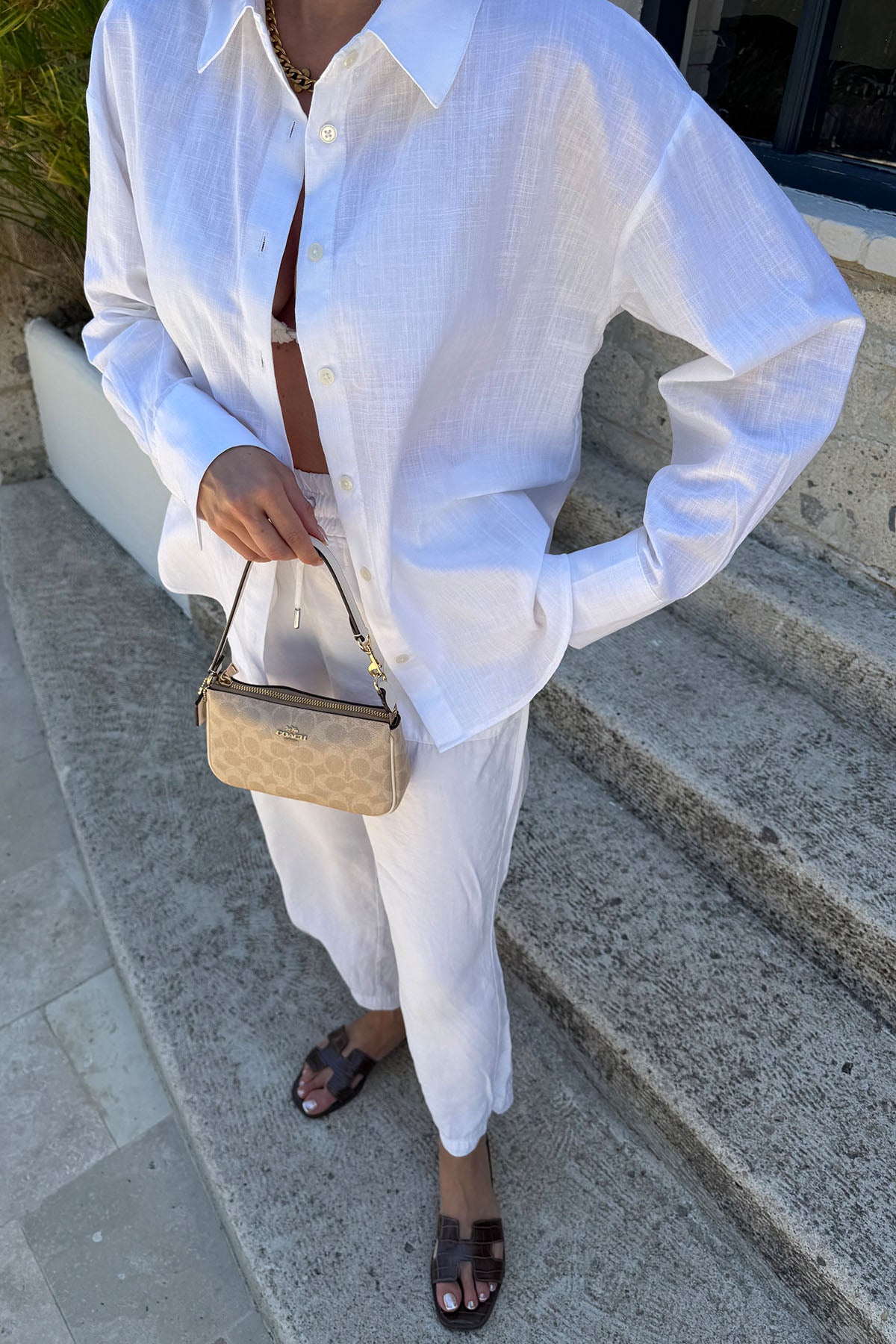 Kadın Organik Pamuklu Basic Gömlek Ekru