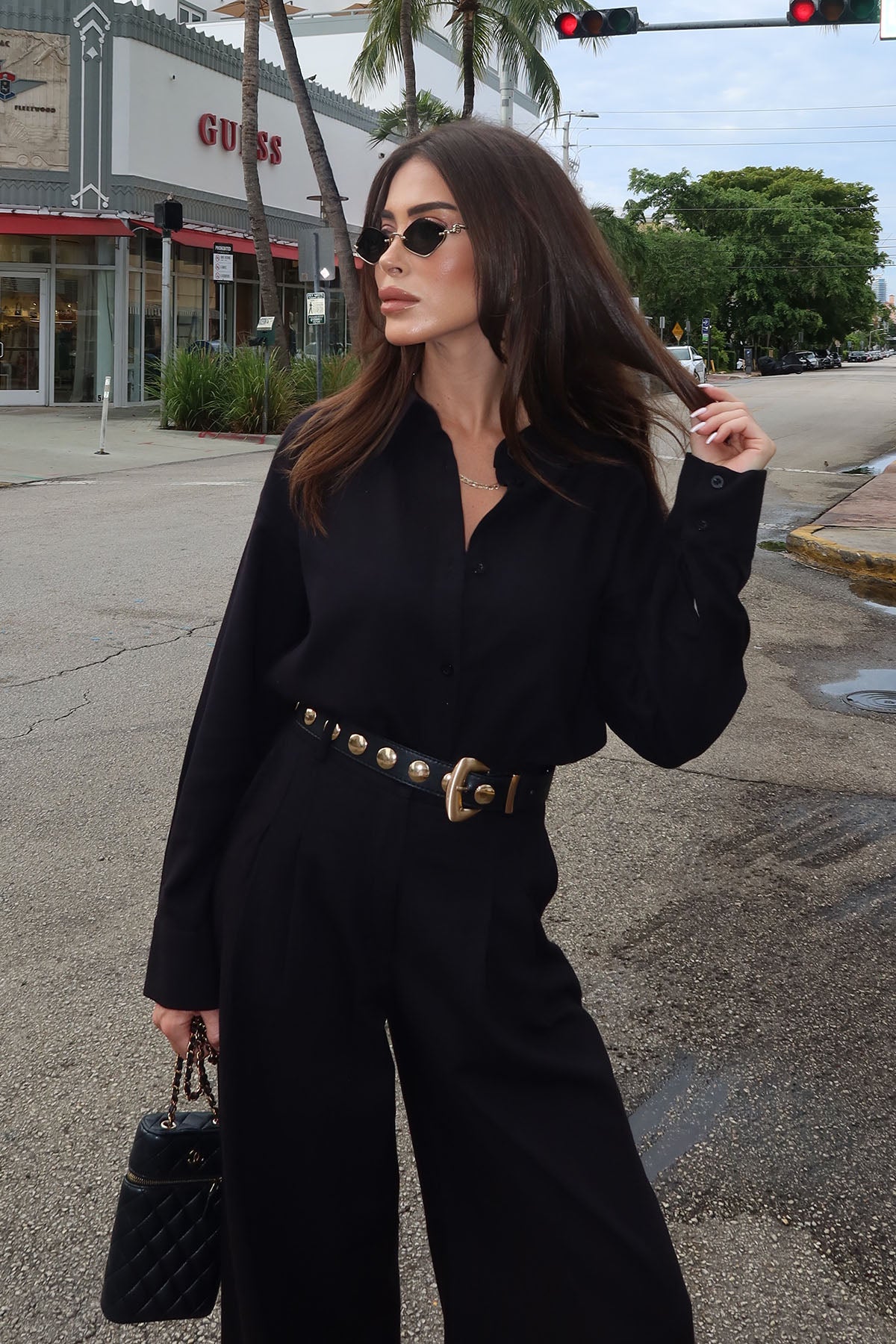 Kadın Organik Pamuk Oversize Kısa Gömlek Siyah