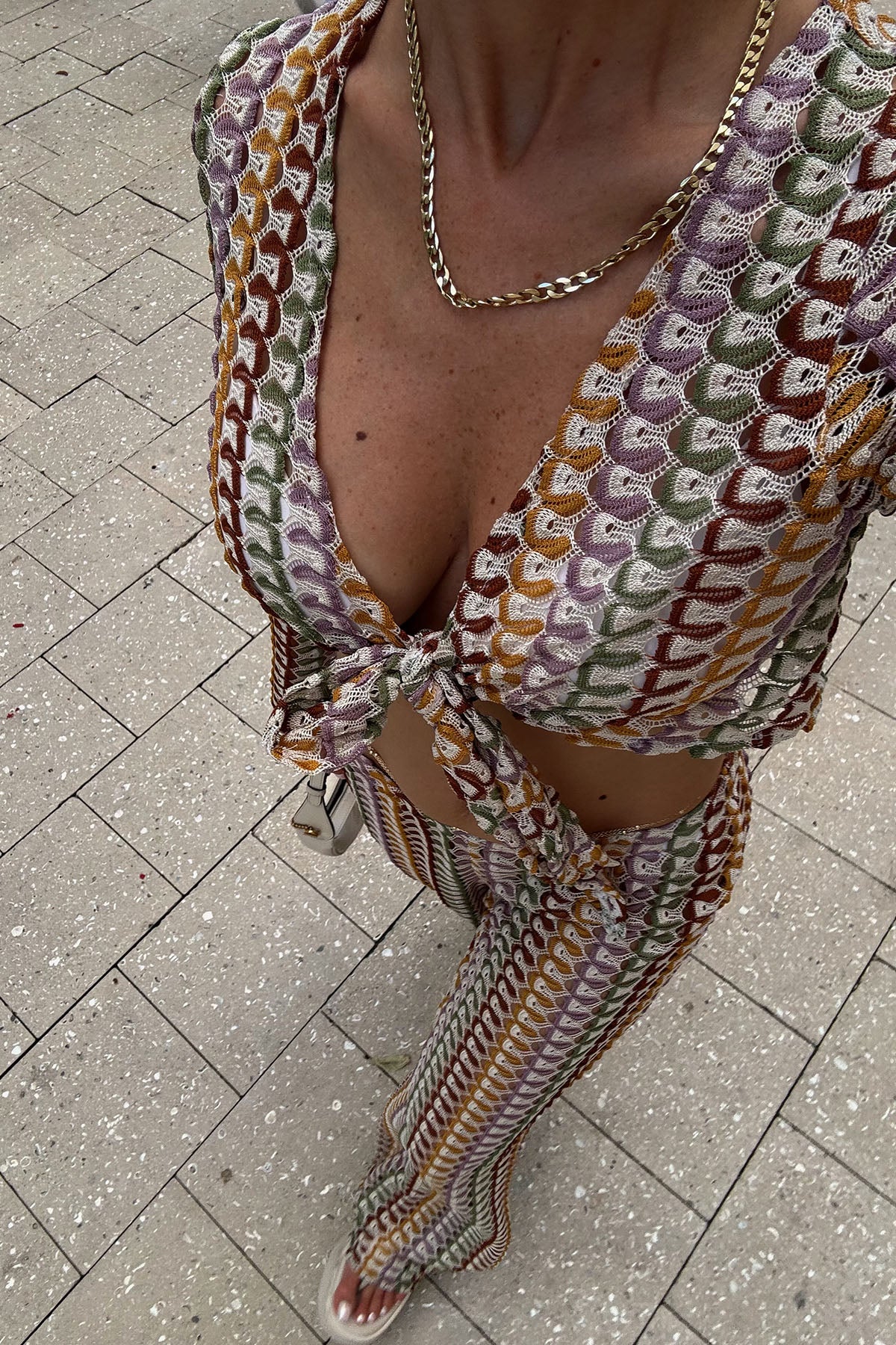 Kadın Renkli Desenli Pantolonlu Takım