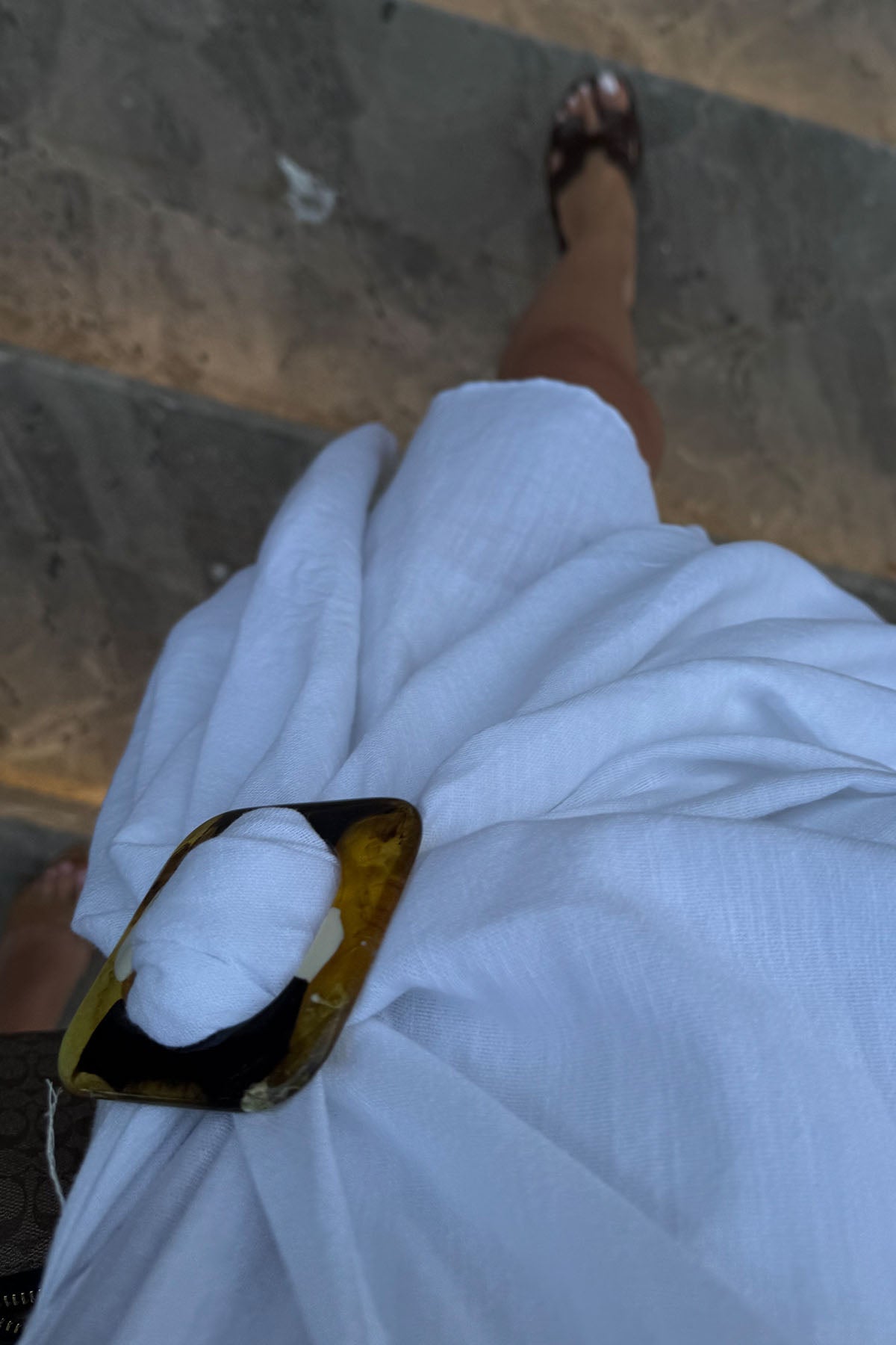 Kadın Toka Detaylı Kruvaze Elbise Beyaz