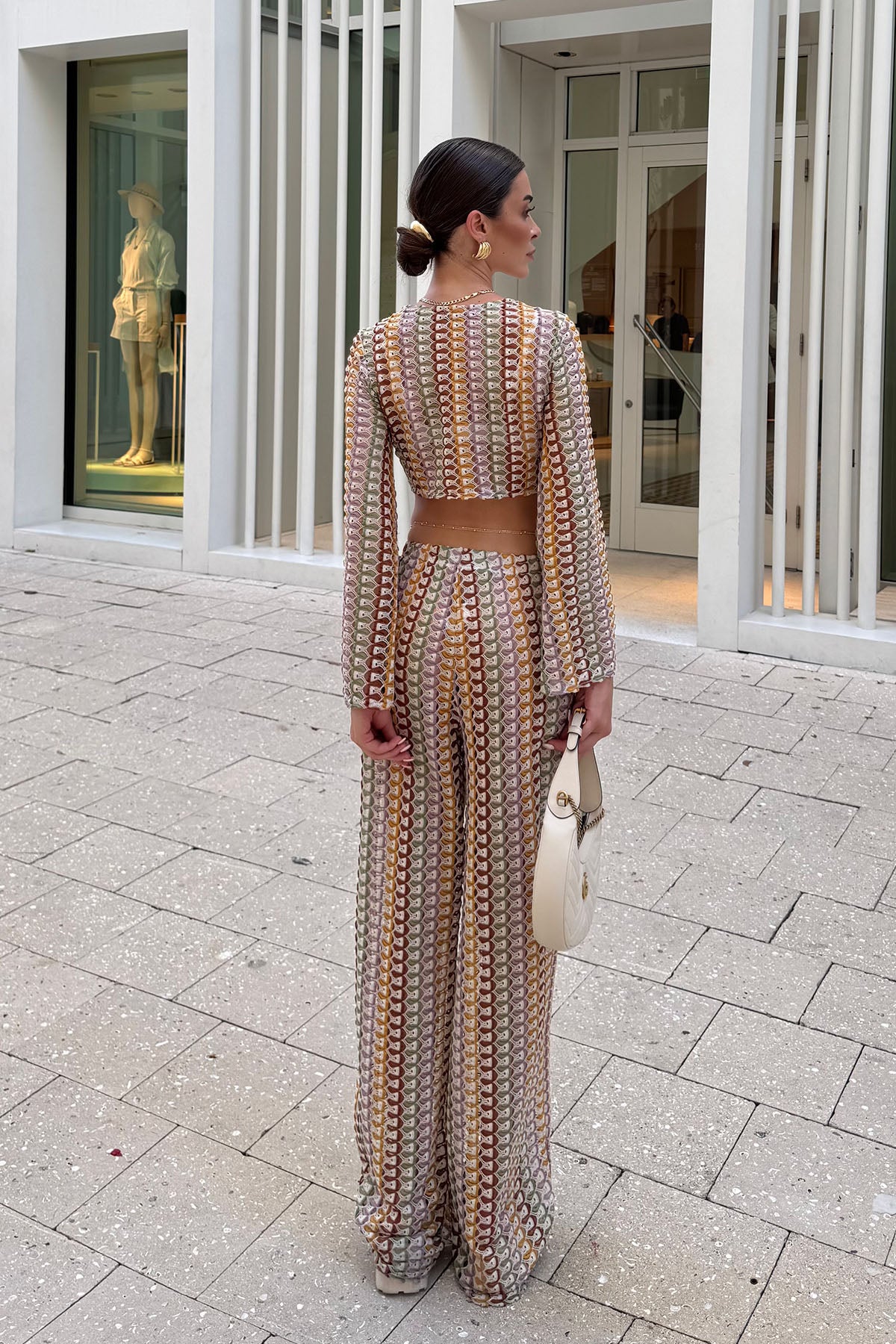 Kadın Renkli Desenli Pantolonlu Takım