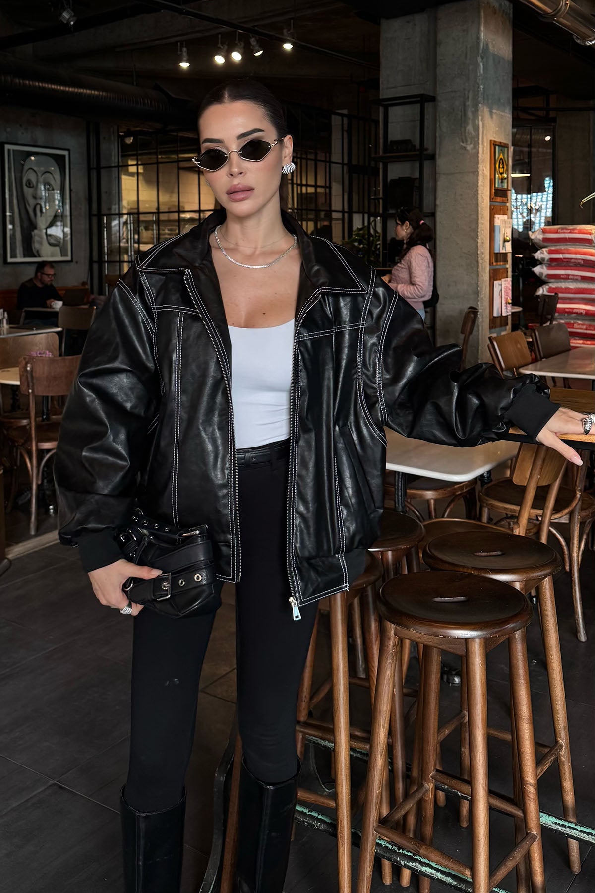 Kadın Deri Ceket Siyah