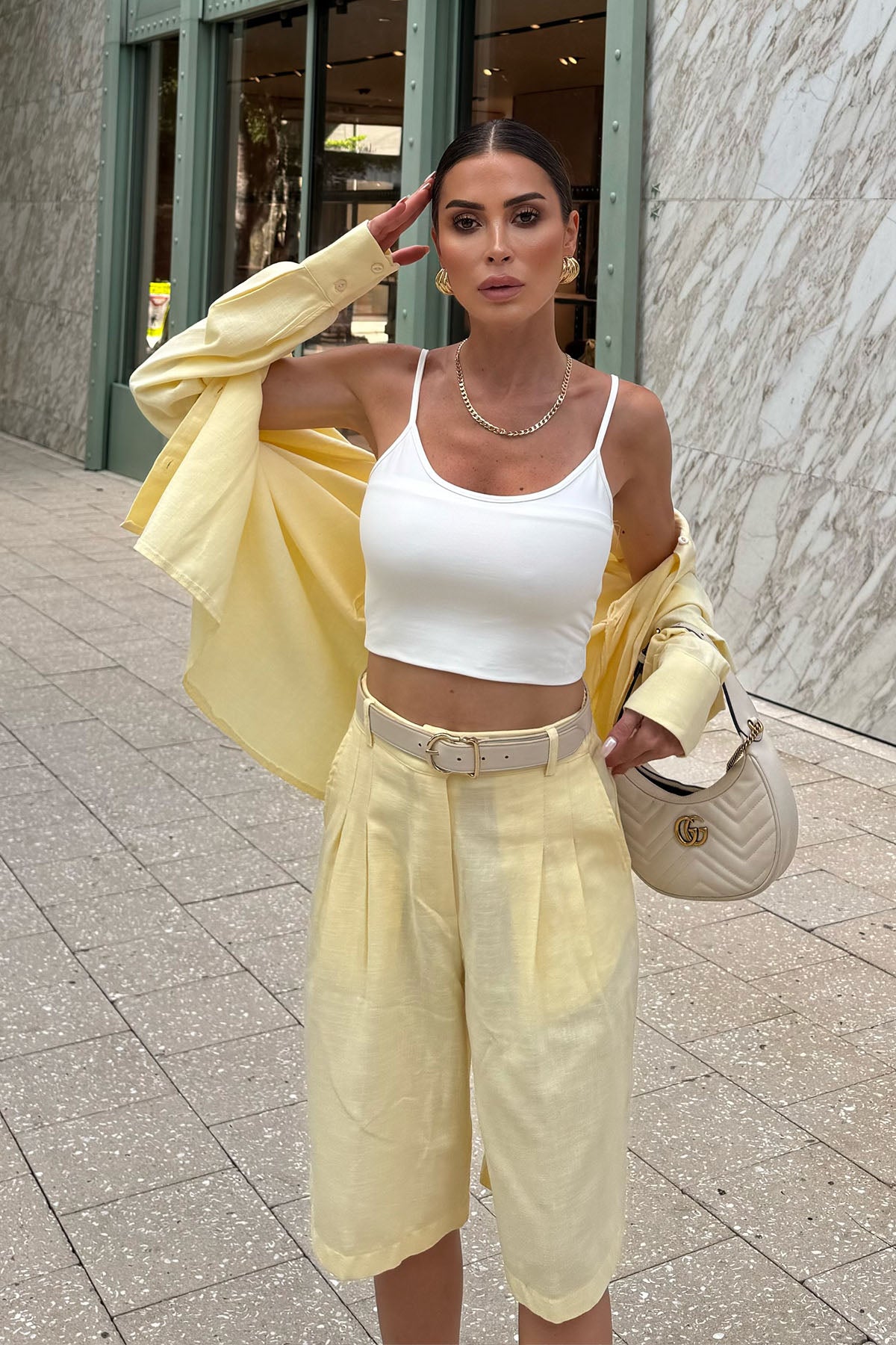 Kadın Organik Pamuk Bermuda Şort Tereyağı