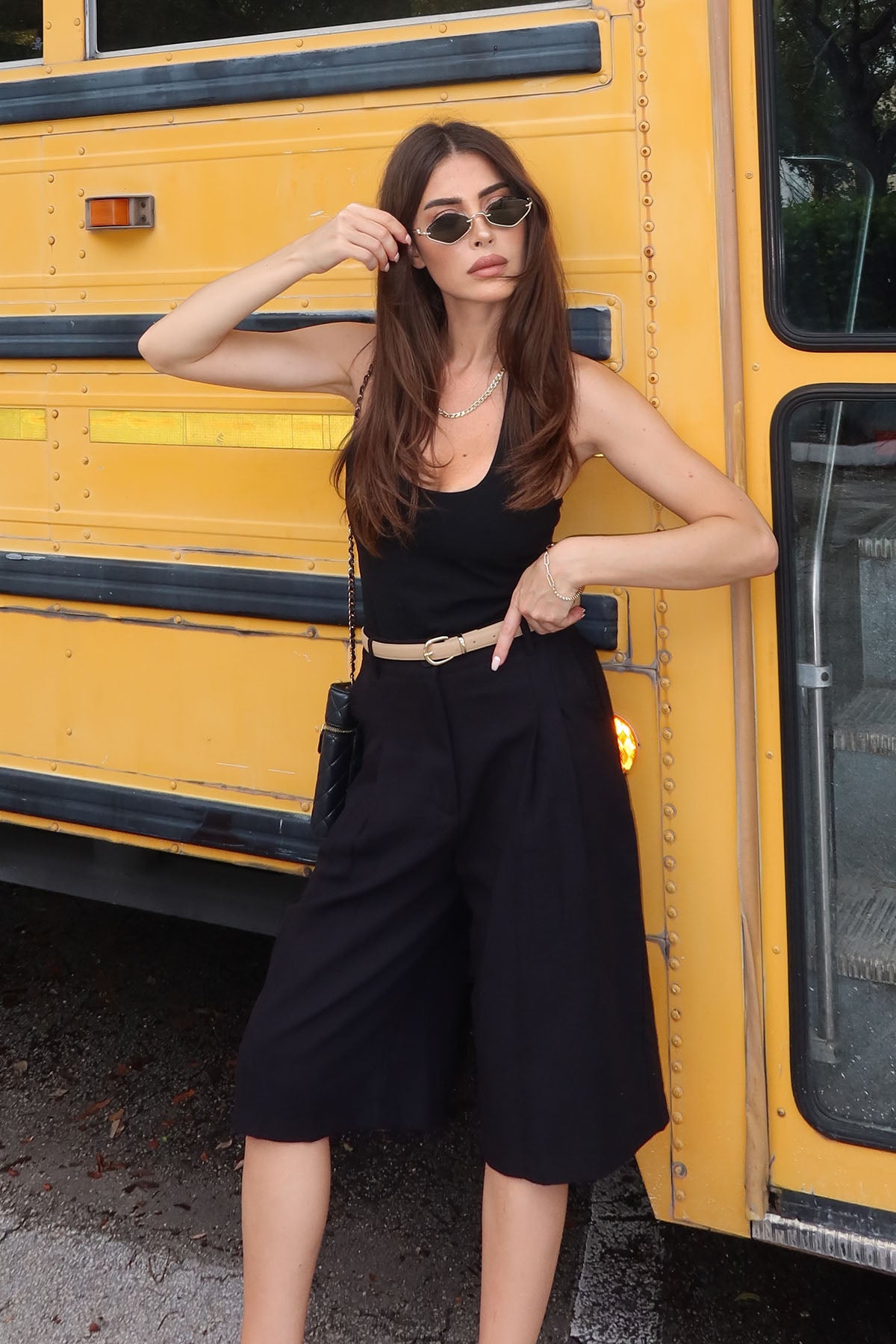 Kadın Organik Pamuk Bermuda Şort Siyah