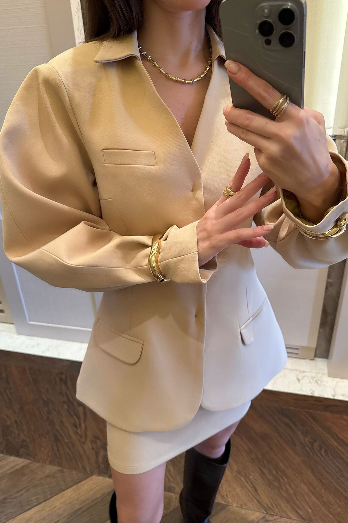 Kadın Blazer Etekli Takım Butter