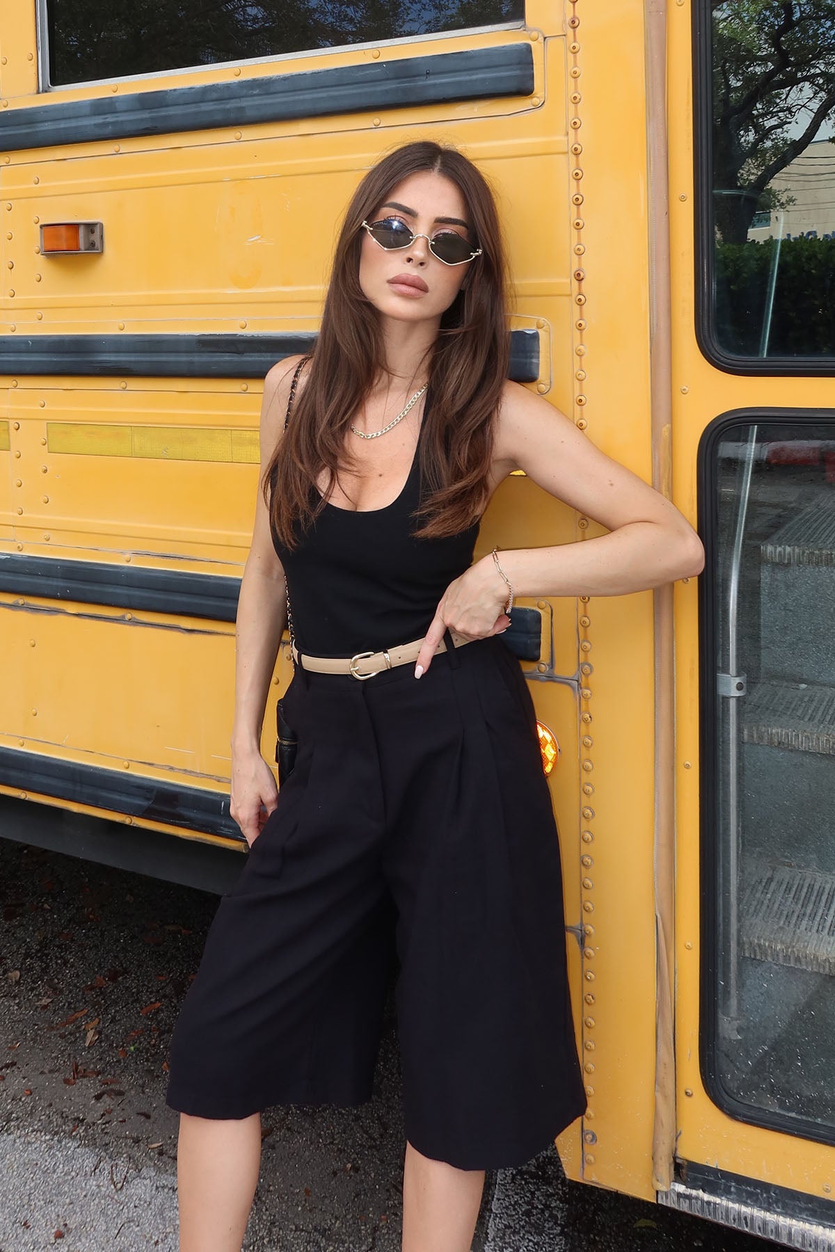 Kadın Organik Pamuk Bermuda Şort Siyah