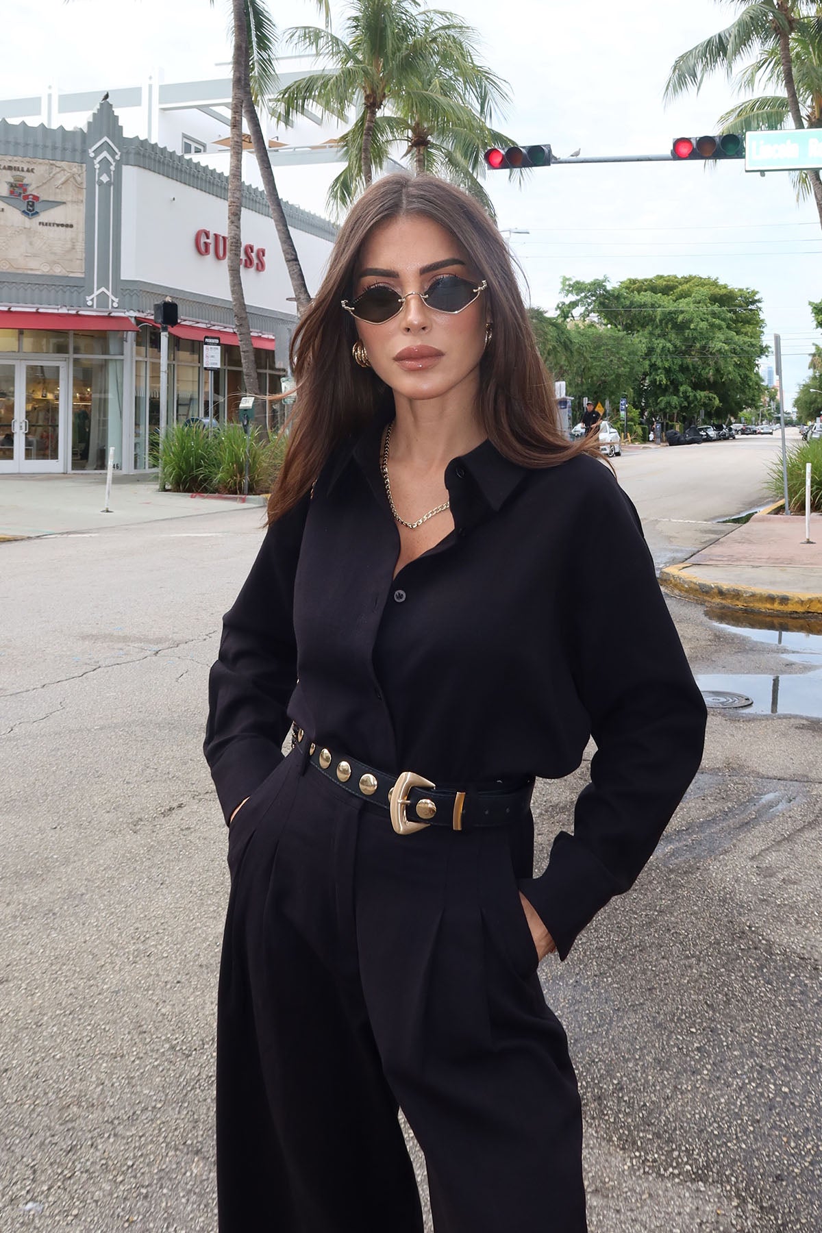 Kadın Organik Pamuk Oversize Kısa Gömlek Siyah