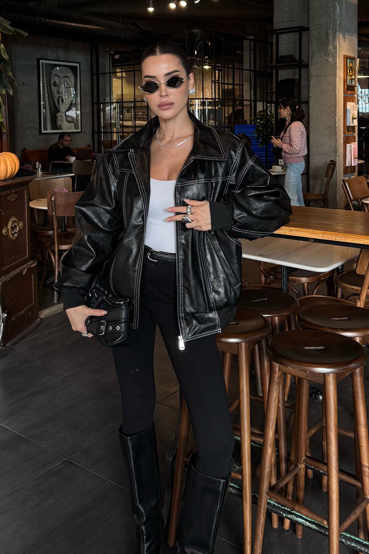 Kadın Deri Ceket Siyah