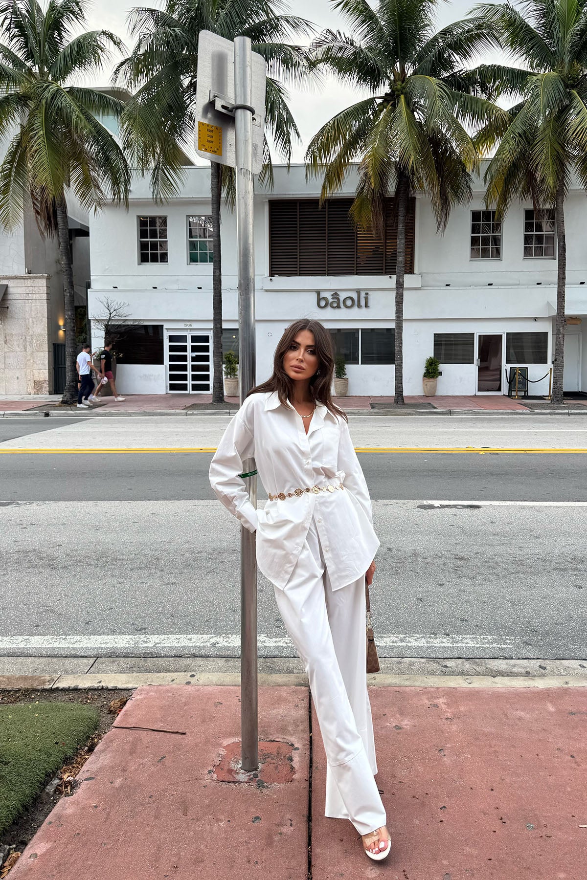 Kadın Poplin Gömlek Pantolon Takım Ekru