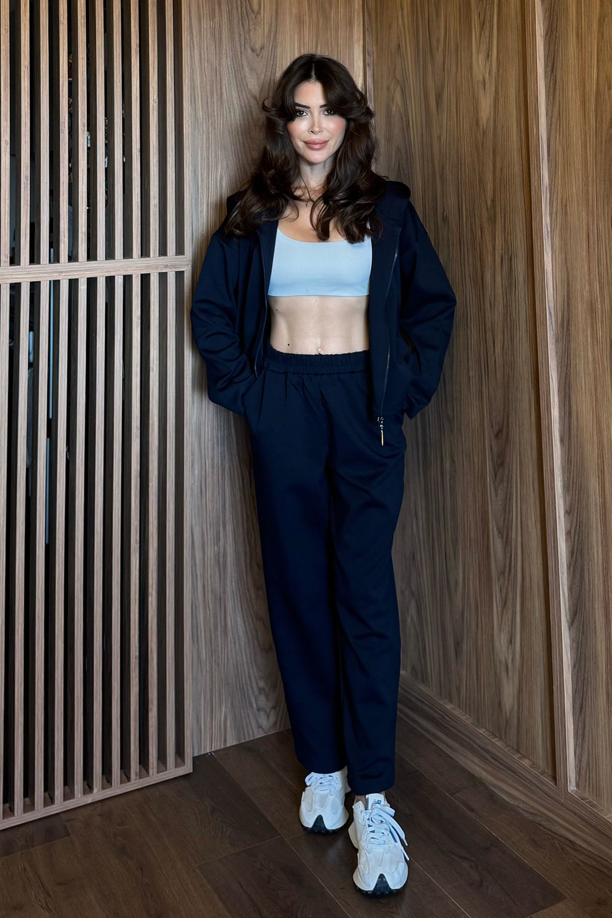 Kadın İnterlok Düz Kesim Pantolon Lacivert