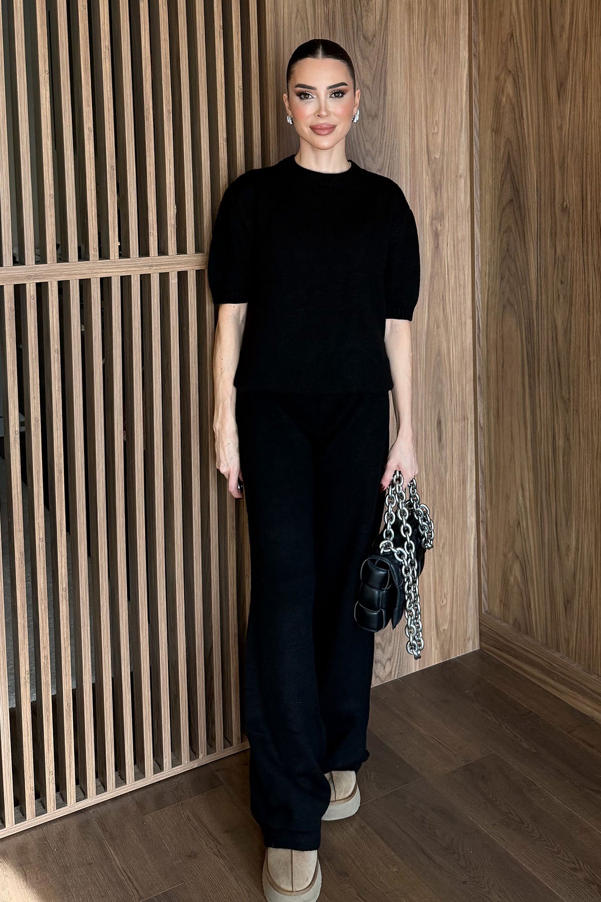 Kadın Pantolonlu Triko Takım Siyah