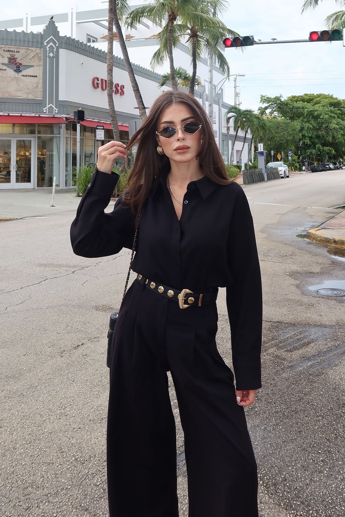 Kadın Organik Pamuk Oversize Kısa Gömlek Siyah