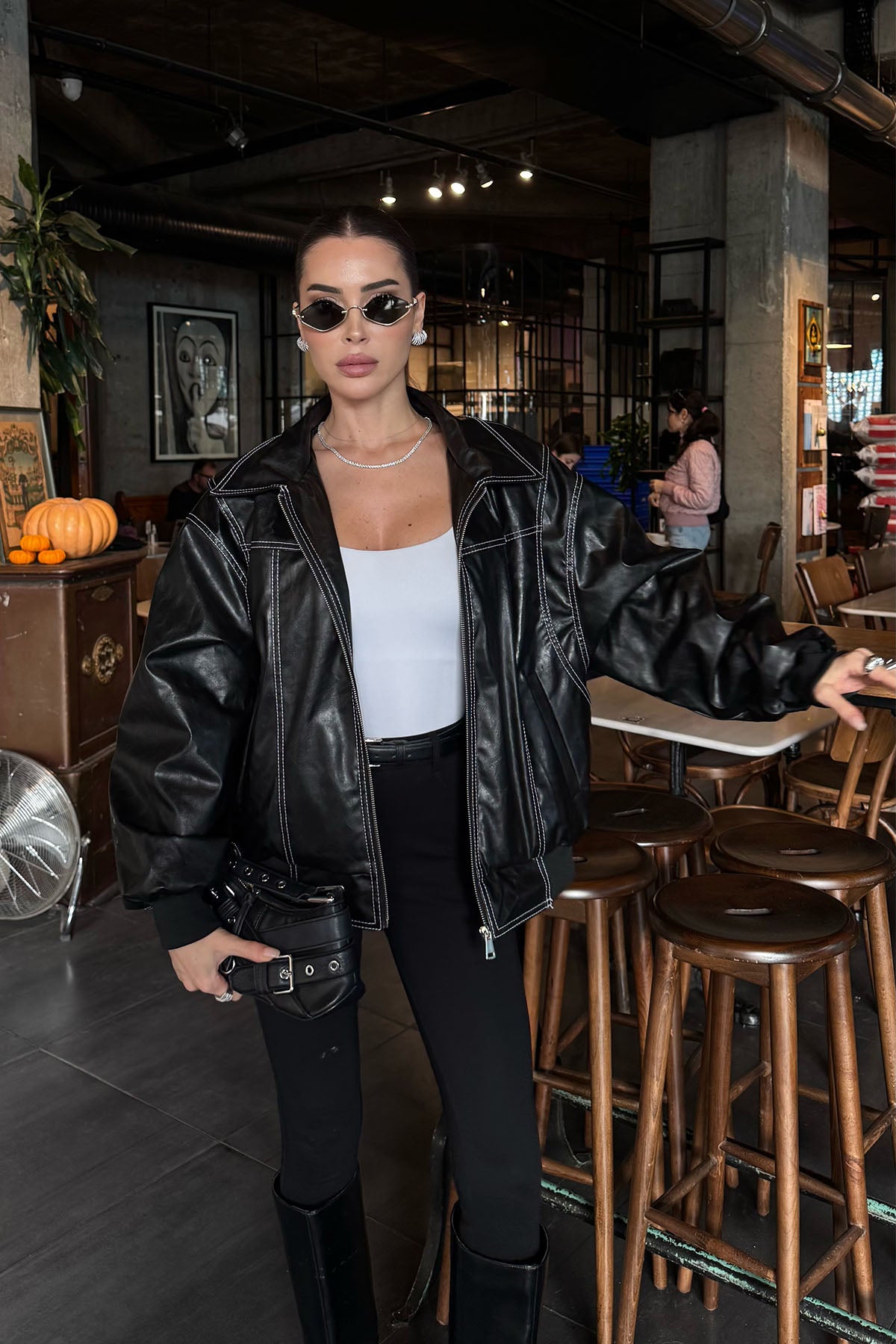 Kadın Deri Ceket Siyah