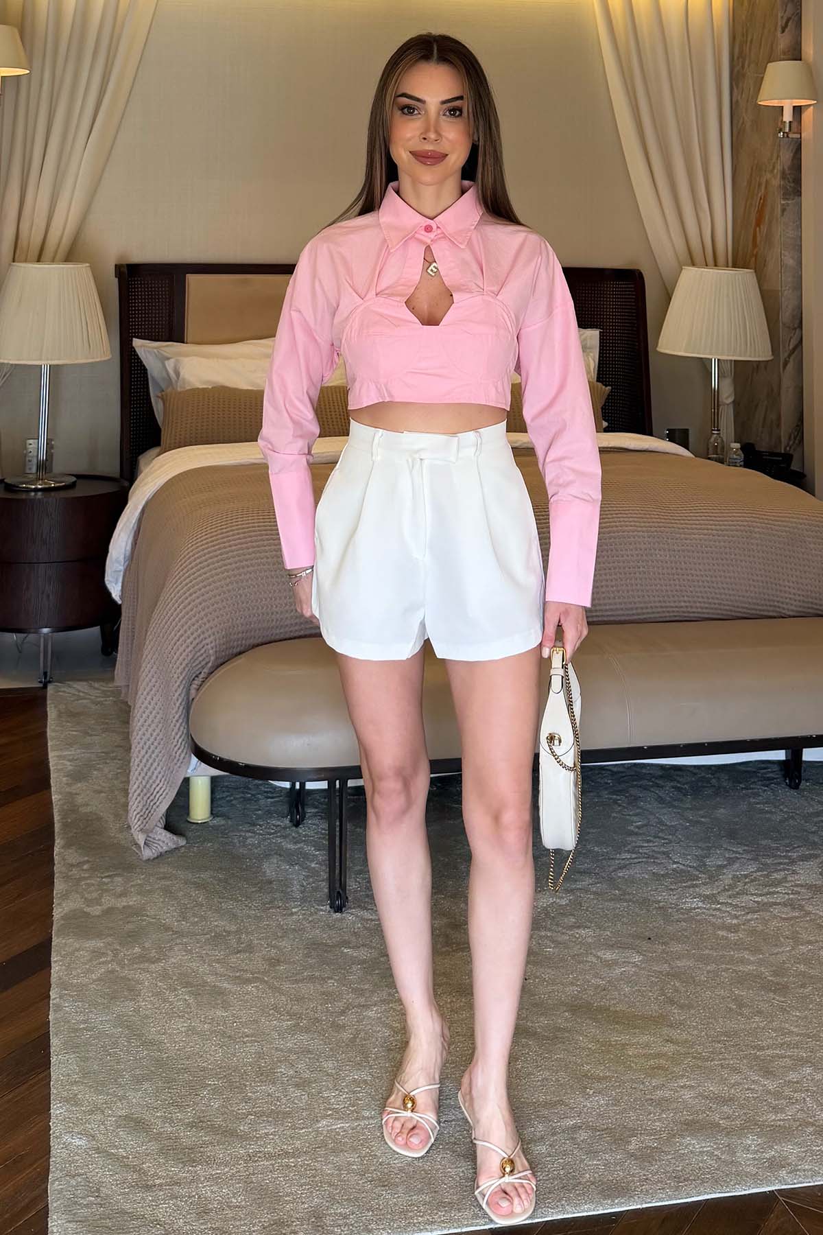 Kadın Detaylı Poplin Gömlek Pembe