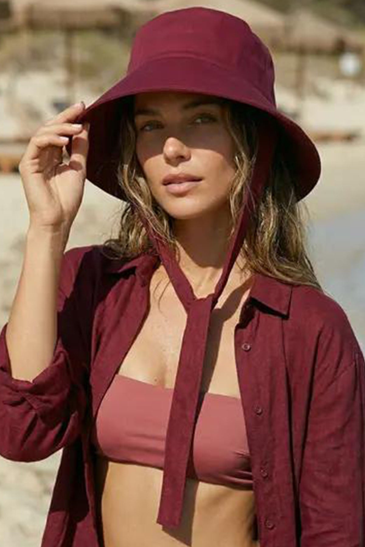 Kadın Bucket Şapka Bordo