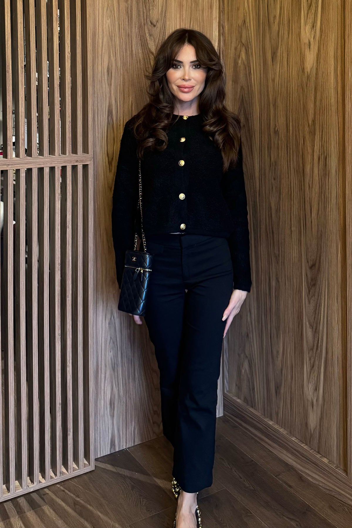 Kadın Yünlü Triko Hırka Siyah