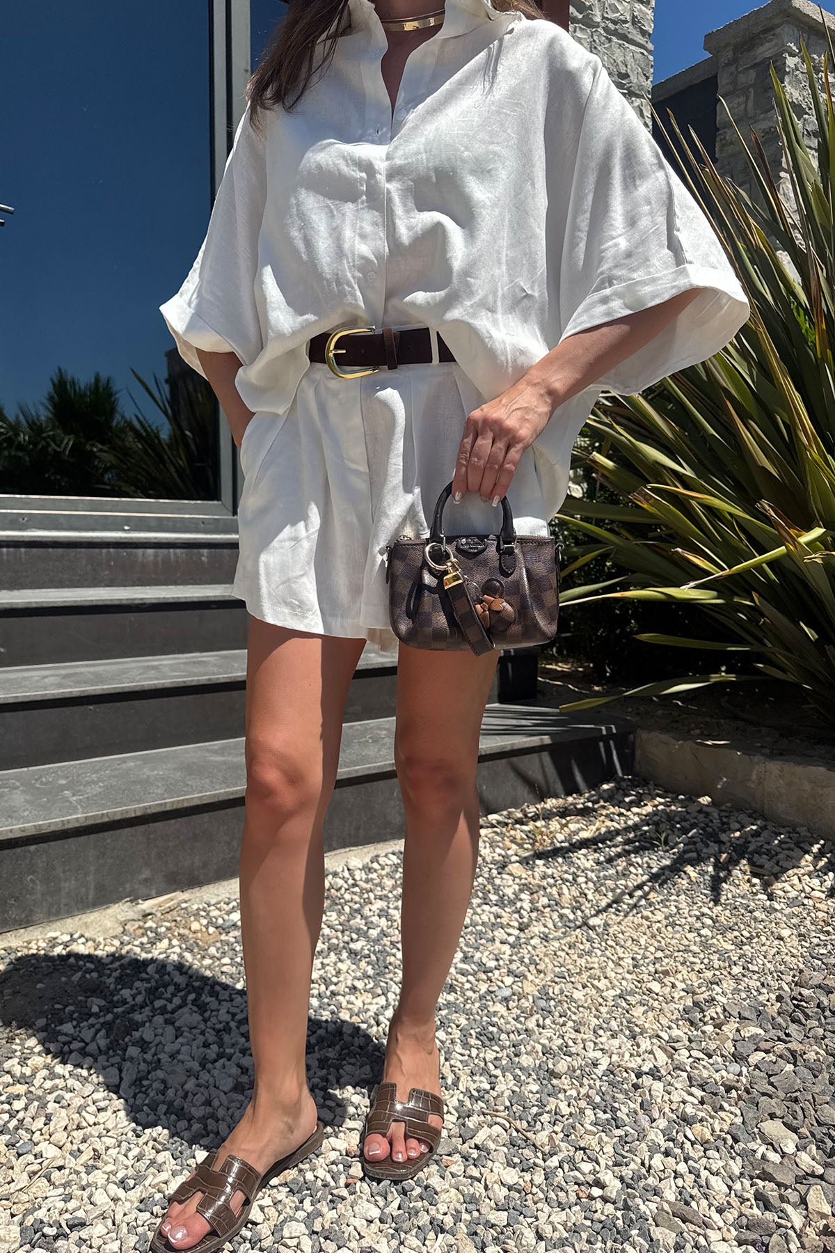 Kadın İkili Keten Takım Ekru