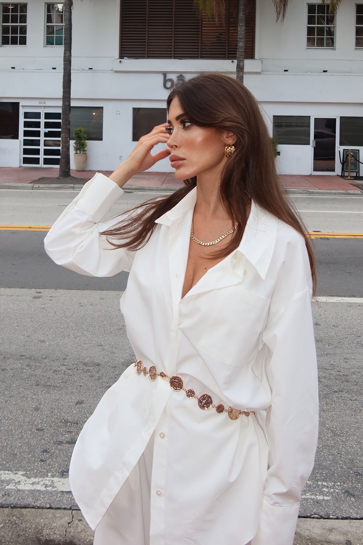 Kadın Poplin Gömlek Pantolon Takım Ekru