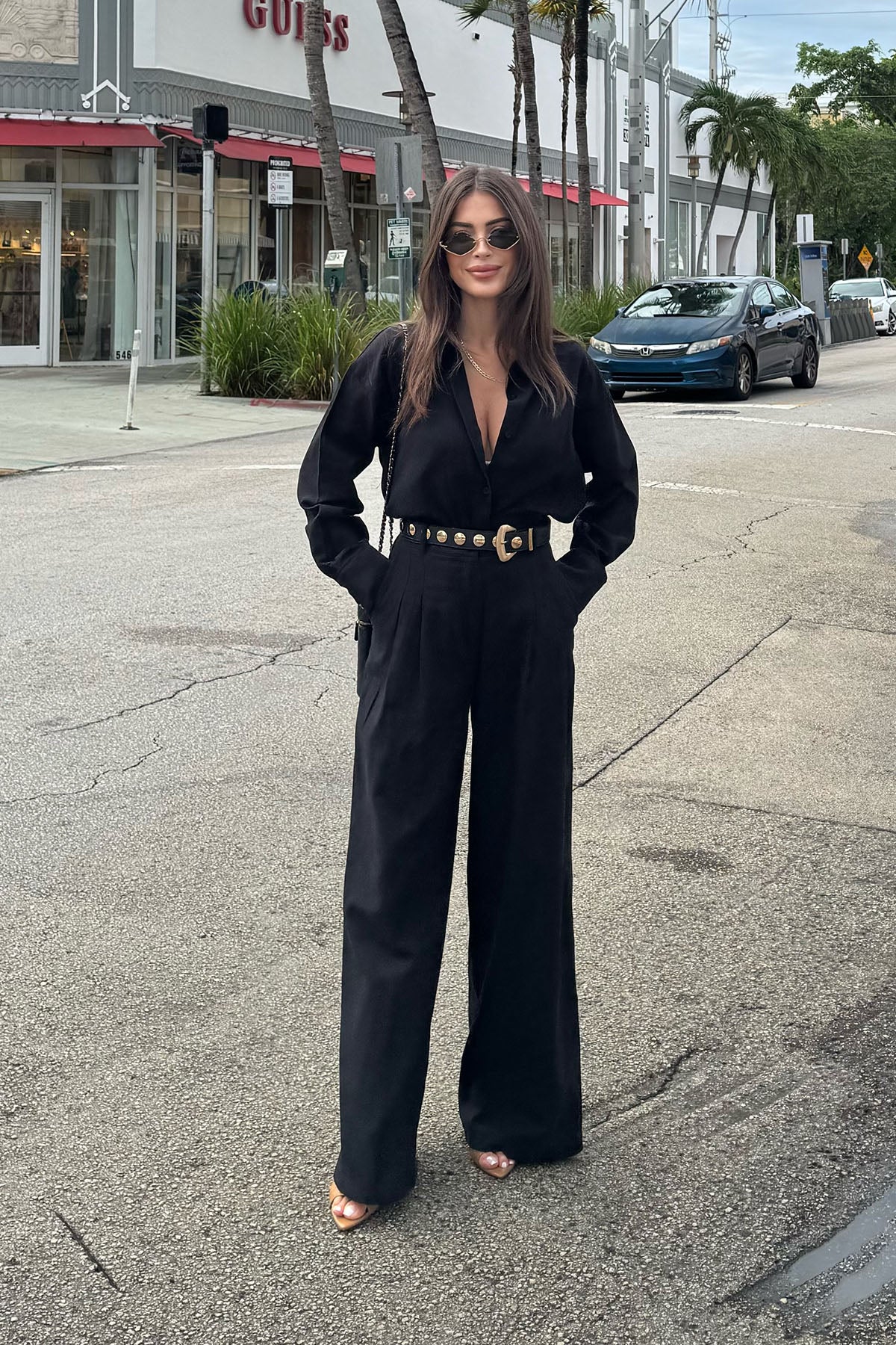 Kadın Organik Pamuk Pileli Palazzo Pantolon Siyah