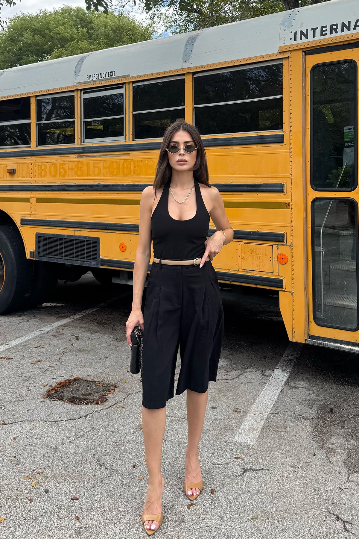 Kadın Organik Pamuk Bermuda Şort Siyah